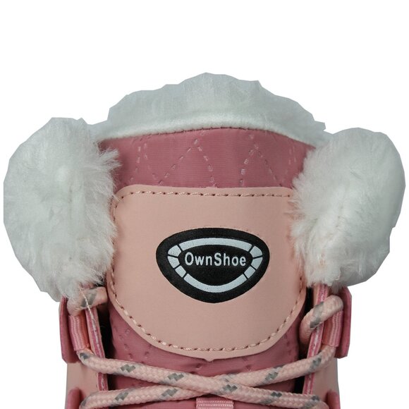 Women's MId Calf Snow Boots Faux Fur Winter Shoes, Pink - Picture 4 of 6